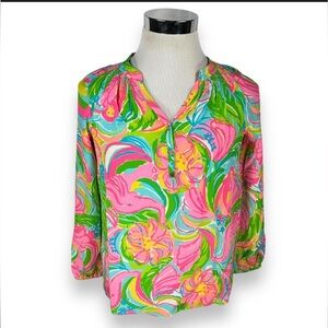 Lilly Pulitzer Elsa Silk Floral Blouse